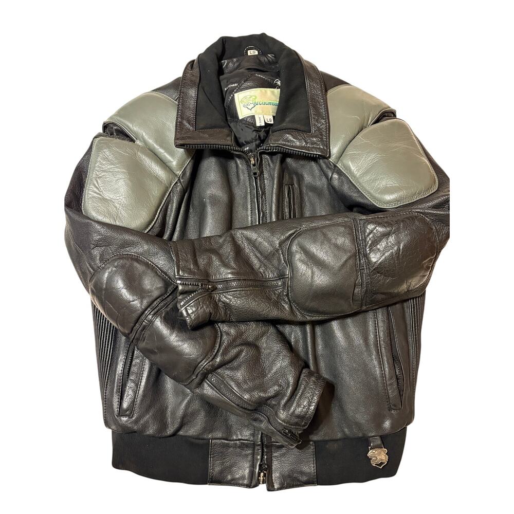 VTG 90’s Arcticwear Arctic Cat Leather Padded Insulated Snowmobile Jacket Mens L